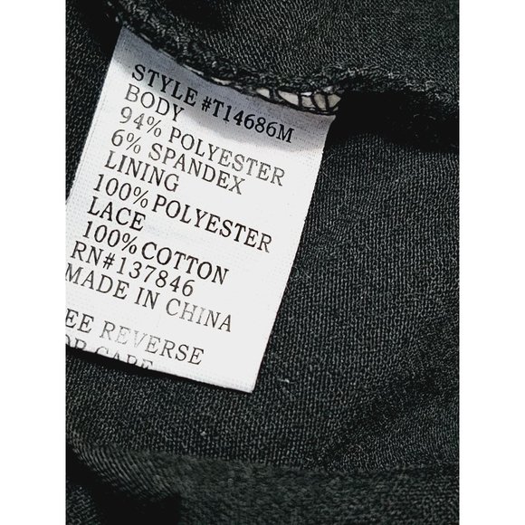 Stem & Vine velvet burnout top XL roses print sheer lace Black - Picture 6 of 13